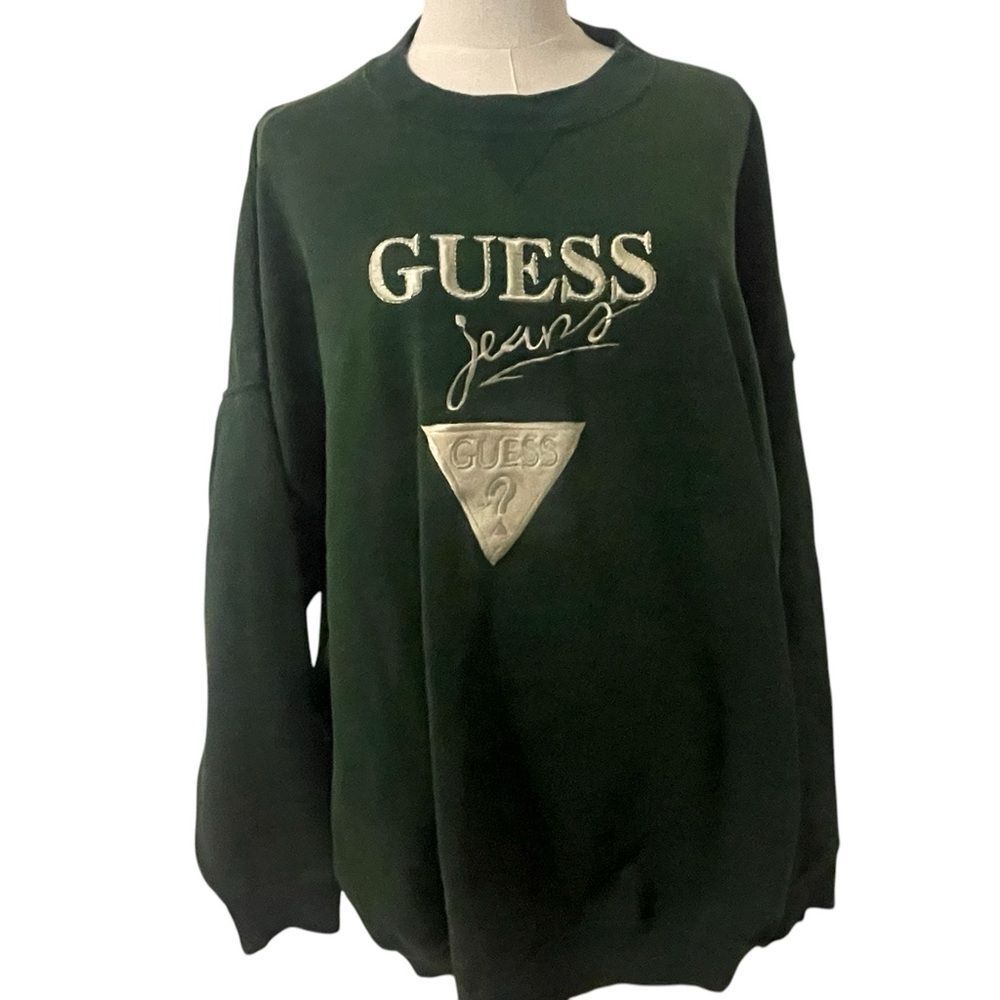 VINTAGE GUESS ORIGINALS Mens Crewneck Sweatshirt Green Size XL RARE